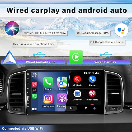 Miniatura 2 de SIXWIN Estéreo de coche con pantalla táctil DIN simple de 9 pulgadas con Carplay Android Auto Bluetooth, FMAM, Mirror Link, función EQ, cámara de