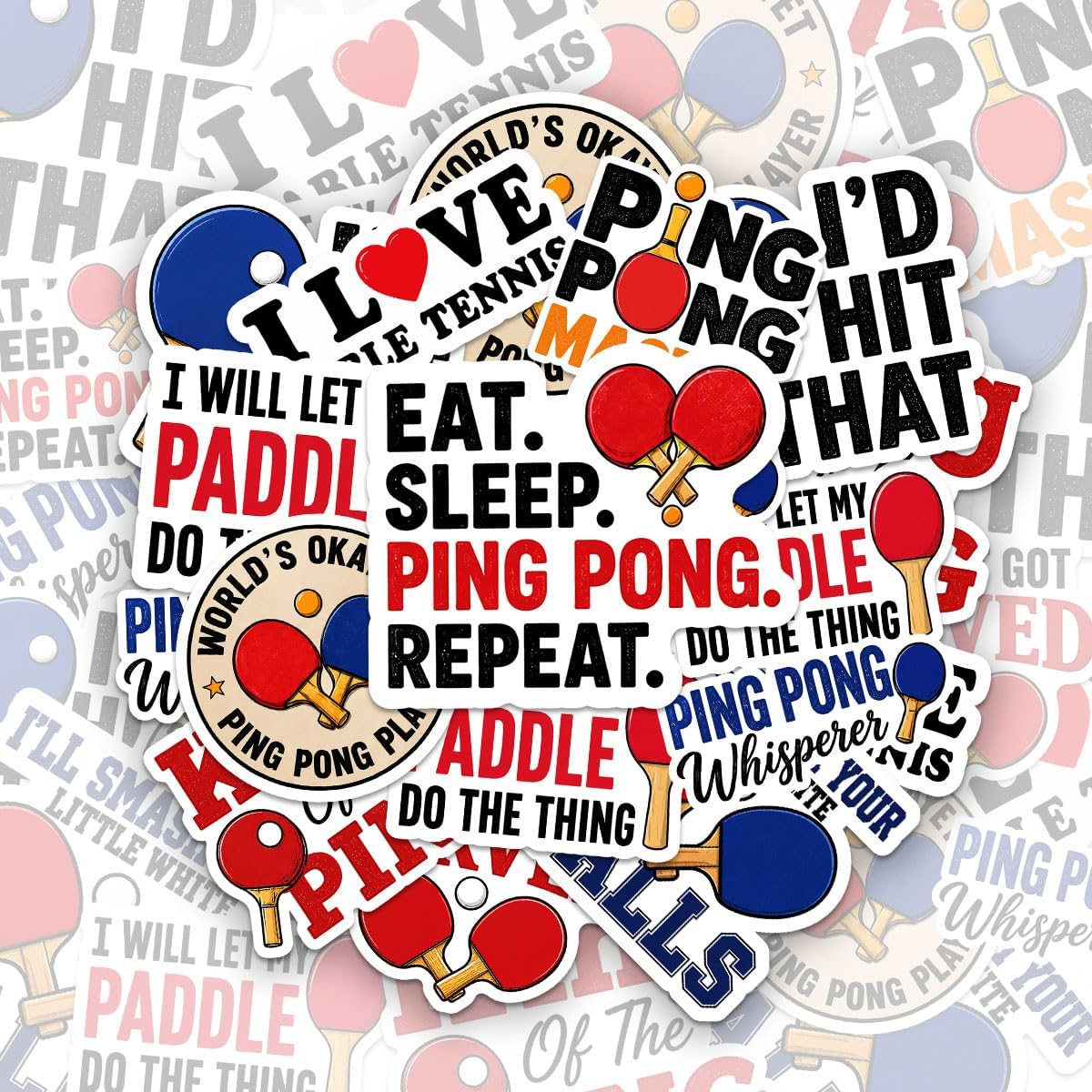 10pcs Ping Pong Funny Sticker Pack for Table Tennis Lovers Perfect for Water Bottles, Laptops, Journals, and Ping Pong Fans Gifts