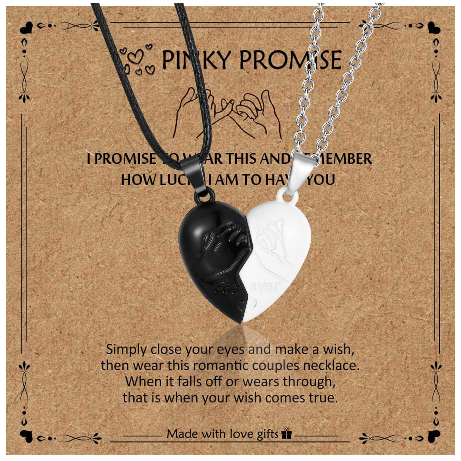 CERSLIMOCouple Necklace Gifts for Boyfriend Girlfriend, Heart Pendant Matching Necklaces Gifts for Him Her, Jewellery Gifts for Valentines Day Birthday Christmas