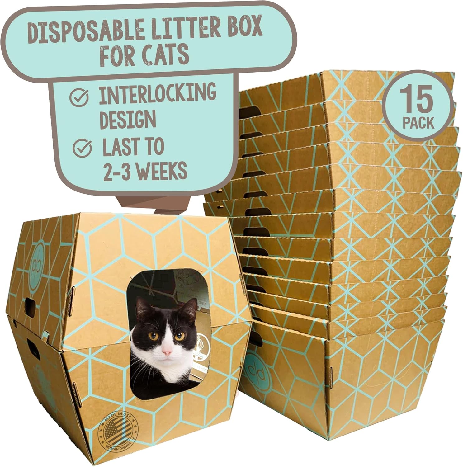 15-Pack of Natural Brown Disposable Litter Boxes, Kuwait Ubuy