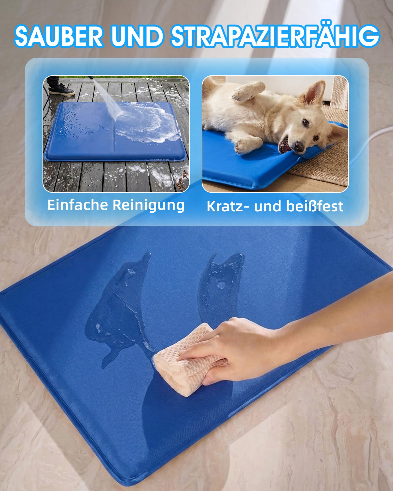 petnf Alfombrilla Refrescante para Perros y Gatos, Duradera Antideslizante Tapete de Refrigeración para Perro para Interior y Jardín, Dog Cool Mat de Gel No Tóxico Autoenfriante en Verano, 50x40 cm
