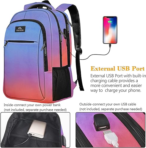 Miniatura 32 de MATEIN - Mochila empresarial para laptop de 15.6 pulgadas, mochila de viaje con puerto de carga USB, resistente al agua, para trabajo, universidad