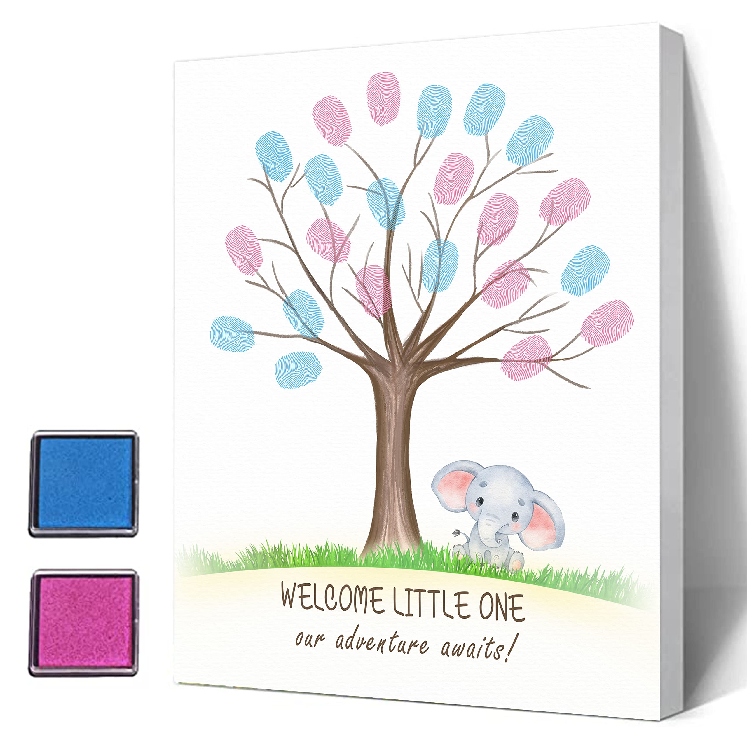 Buy DEOTEDI Baby Gender Reveal Fingerprint Tree, Cute Elephant Theme