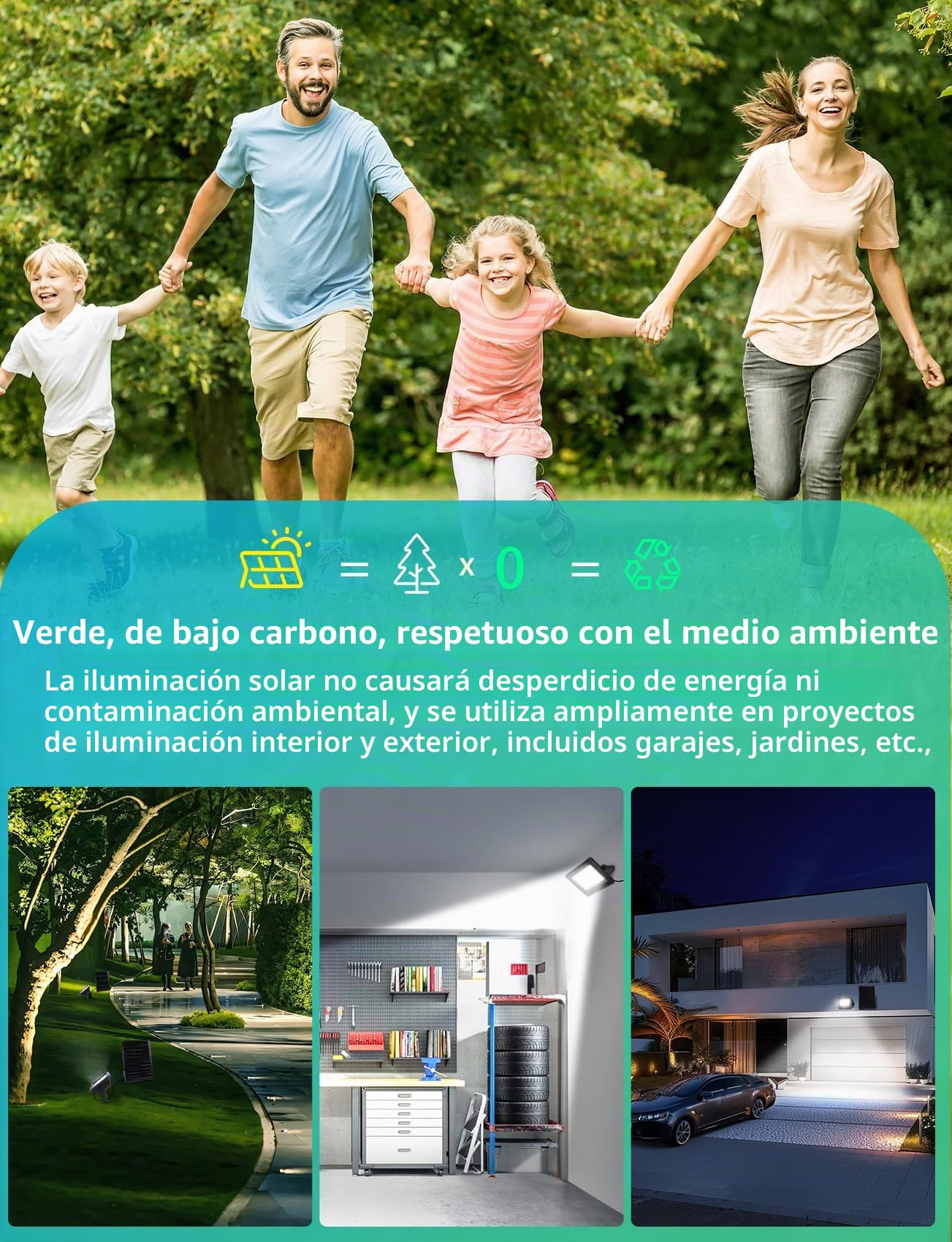 Aigostar Foco Proyector LED Solar con mando a distancia 200w, 6500K.4 pcs | Foco Solar Exterior Impermeable IP65,con Brillo y Sincronización ajustables para Jardín,Garaje