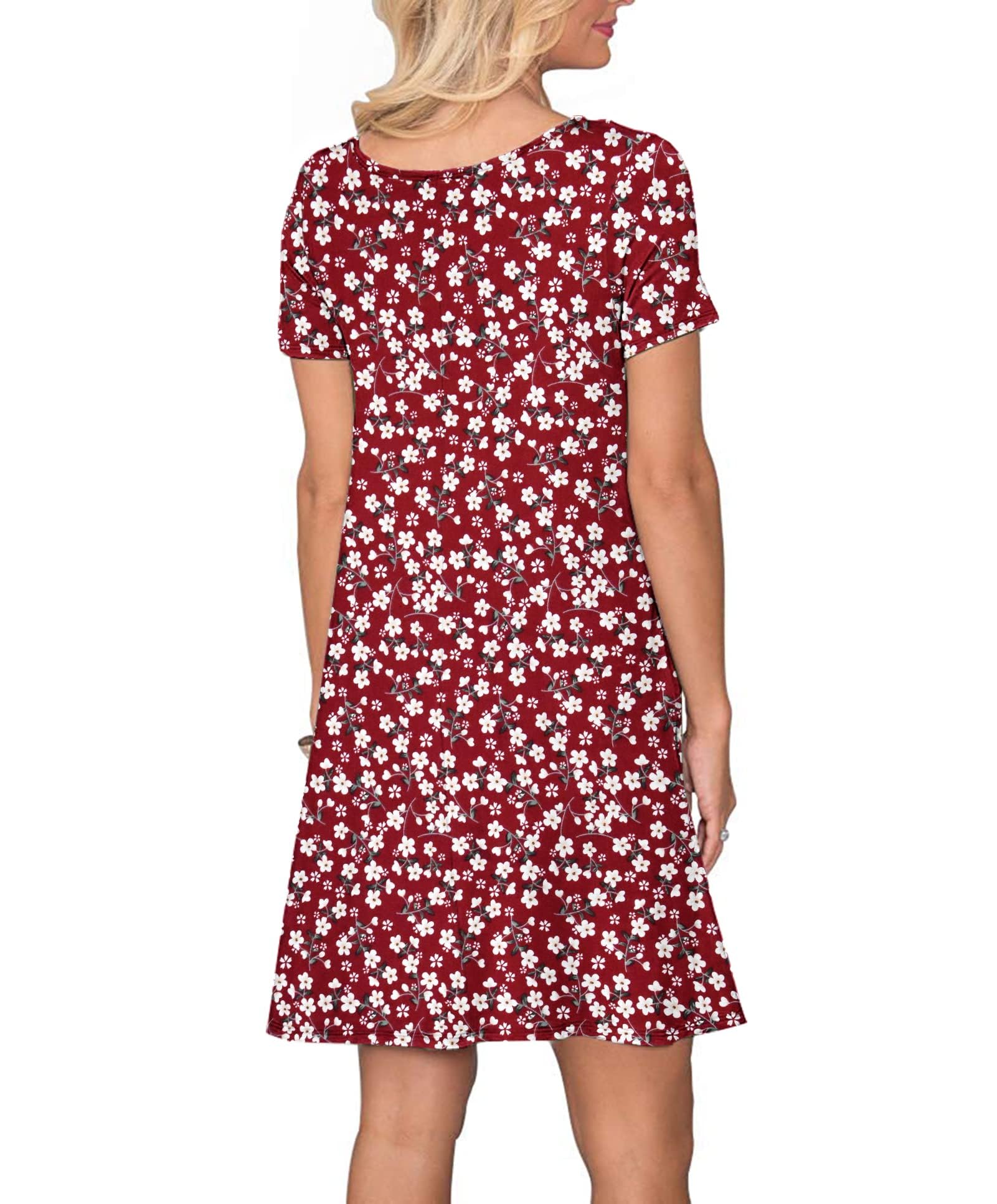 AUSELILY Vestidos Verano Mujer Vestido T-Shirt Casual Manga Corta con Bolsillos