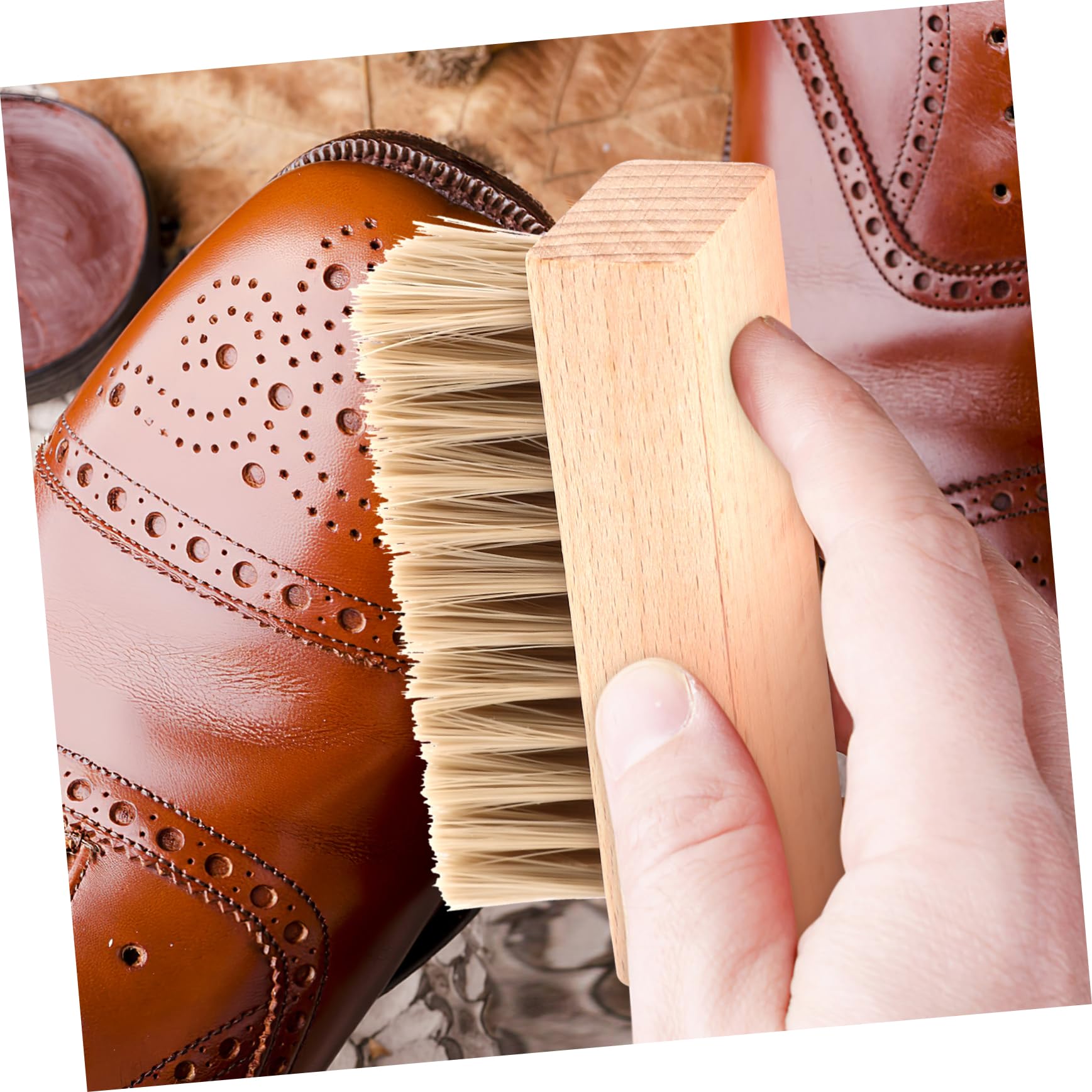 Healeved 10pezzi Per Scarpe Setole Morbide in Legno Impugnatura e Antiscivolo Kit Per Pulizia e Lucidatura Scarpe e