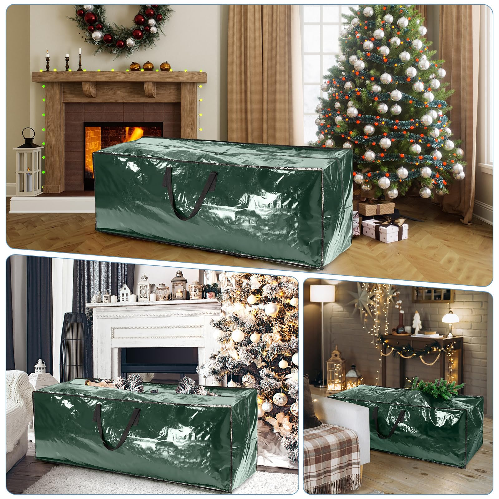 Paquete de 2 Bolsas de Almacenamiento para Árbol de Navidad Extra Grandes Jumbo, Bolsas para Decoraciones y Luces Navideñas con Asas y Cremallera, Adecuadas para Árboles de Hasta 2,7 m, 160 CM