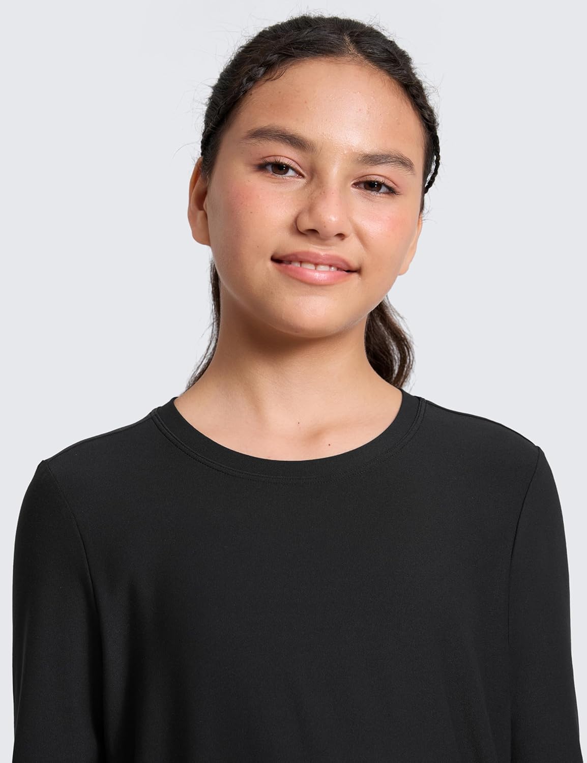 CRZ YOGA Girls Cloudweight Long Sleeve Athletic Shirts - Active Sports Casual Tees Crew Neck Side Slit Winter Kids Teen - Image 3