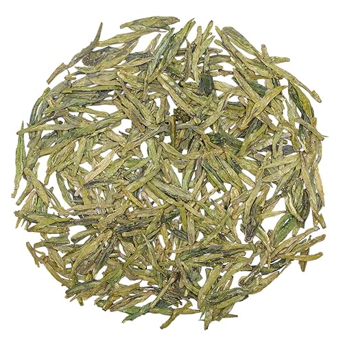 Oriarm Té verde chino largo Jing 8.82 oz - Té de hojas sueltas del dragón del lago oeste - Primavera recogido Yuqian 1er grado