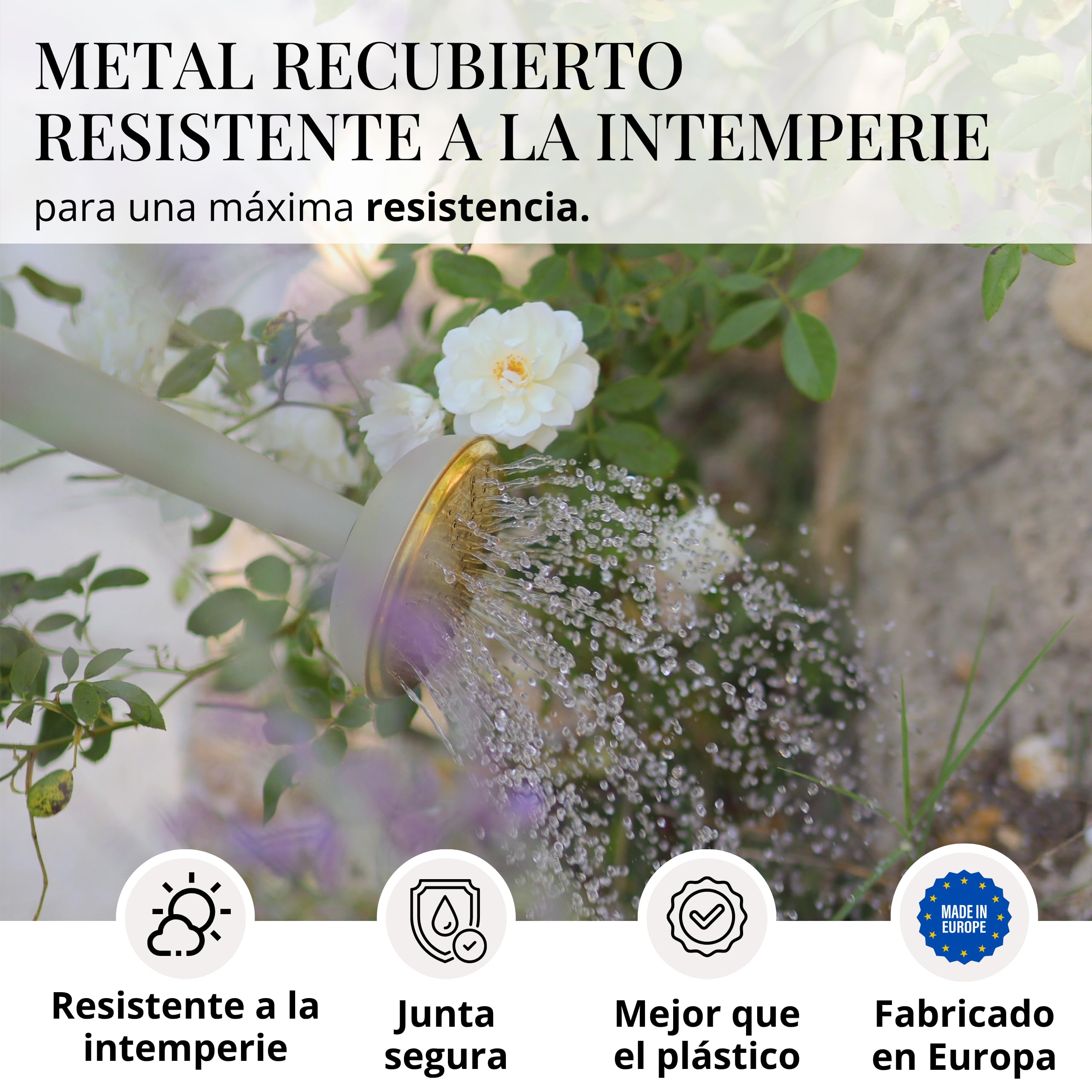 LIVLIG Regadera 10 litros Metal – Jardín Grande con Alcachofa Desmontable de Latón, Diseño Vintage, Verde