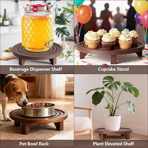 Miniatura 5 de Paquete de 3 soportes de madera para plantas de interior, elevador de plantas, de varios tamaños, soportes decorativos para plantas, taburetes, mesa