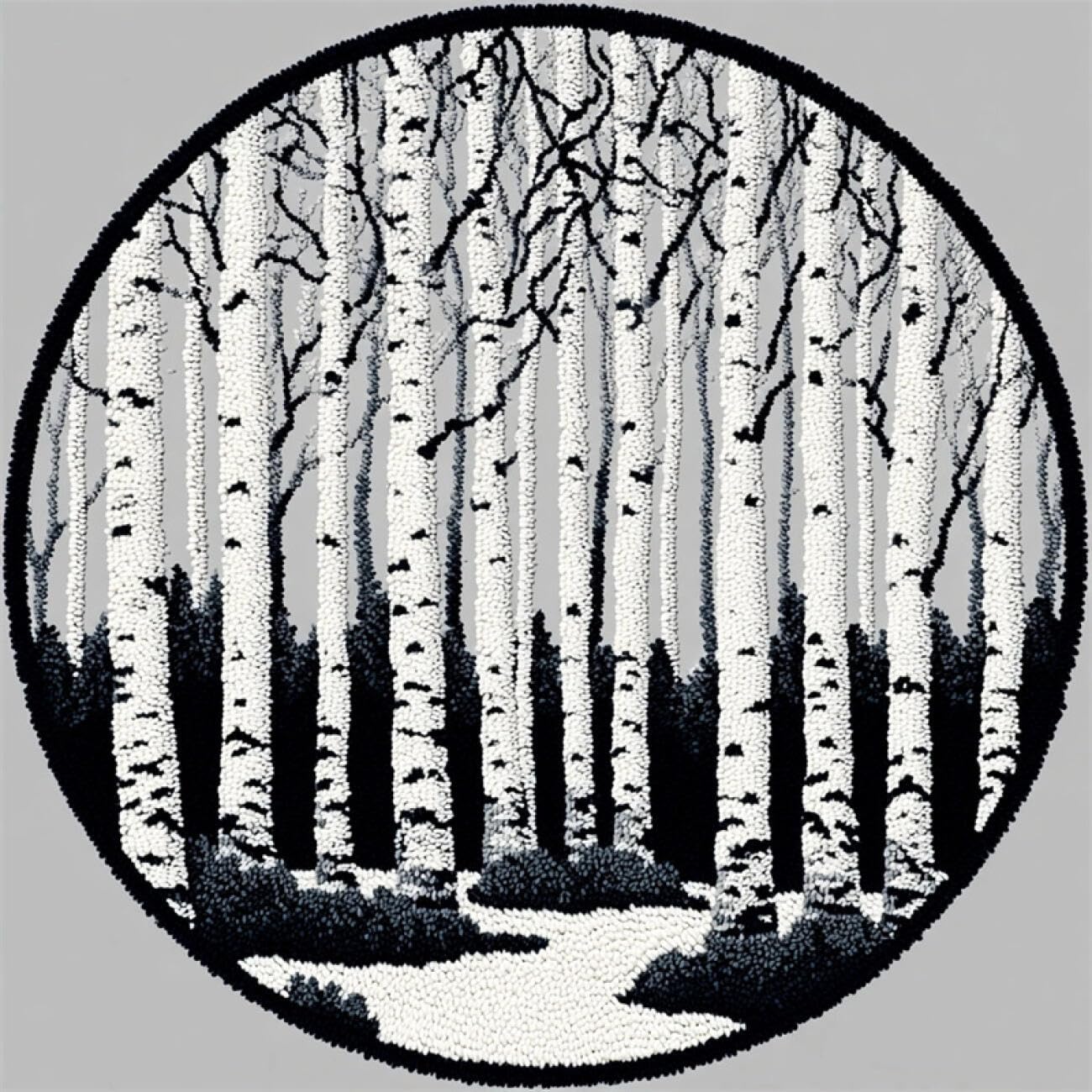 Kitquiver Tapestry Kits for Adults Black and White Forests 50x50cm