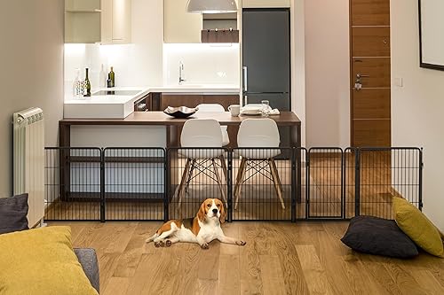 FXW Puerta para perros extra ancha, ancho ajustable, hasta 165 pulgadas de ancho (6 paneles), adecuada para uso en interiores, pasillo, puerta,