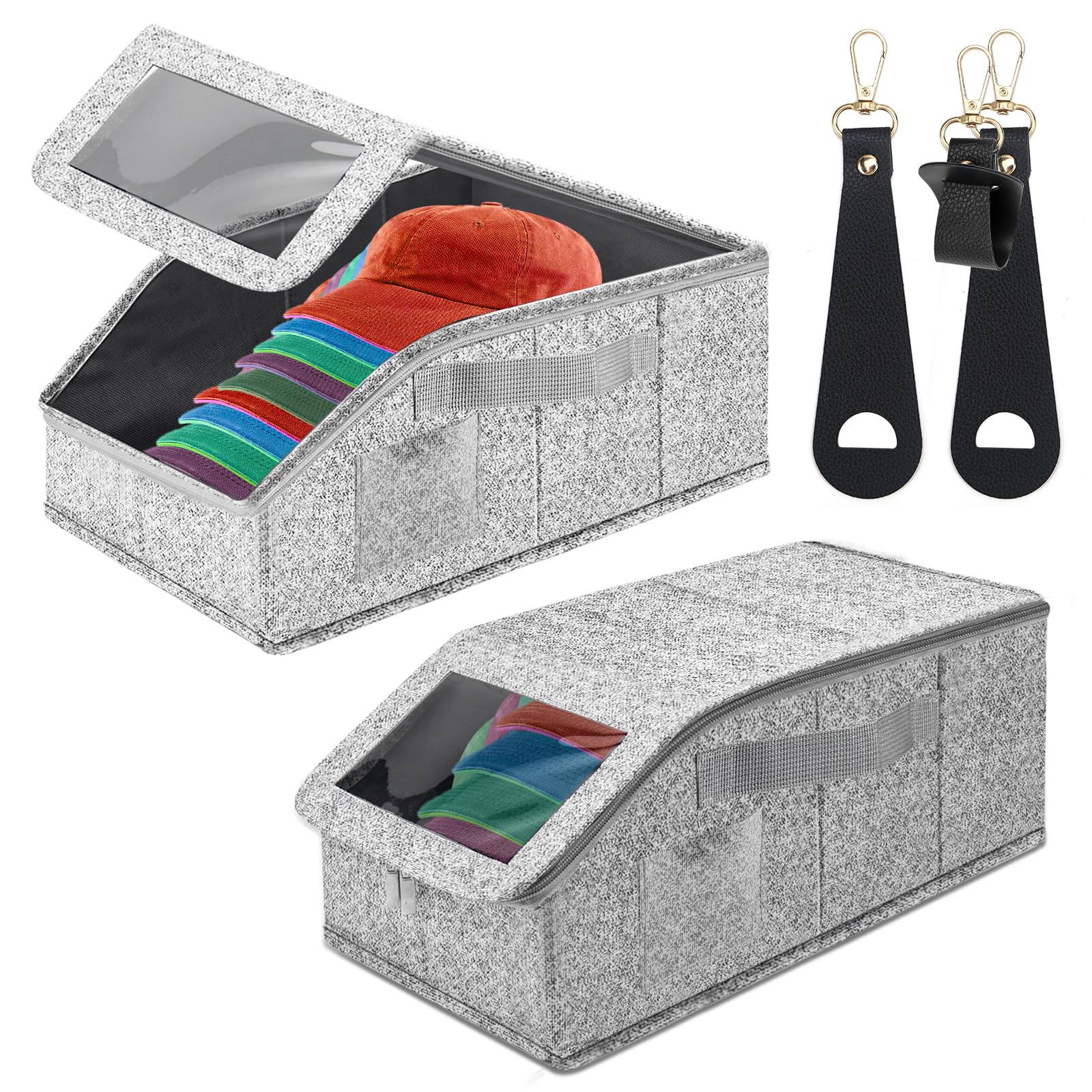 Boîte de rangement pour casquettes de baseball grand volume avec couvercle