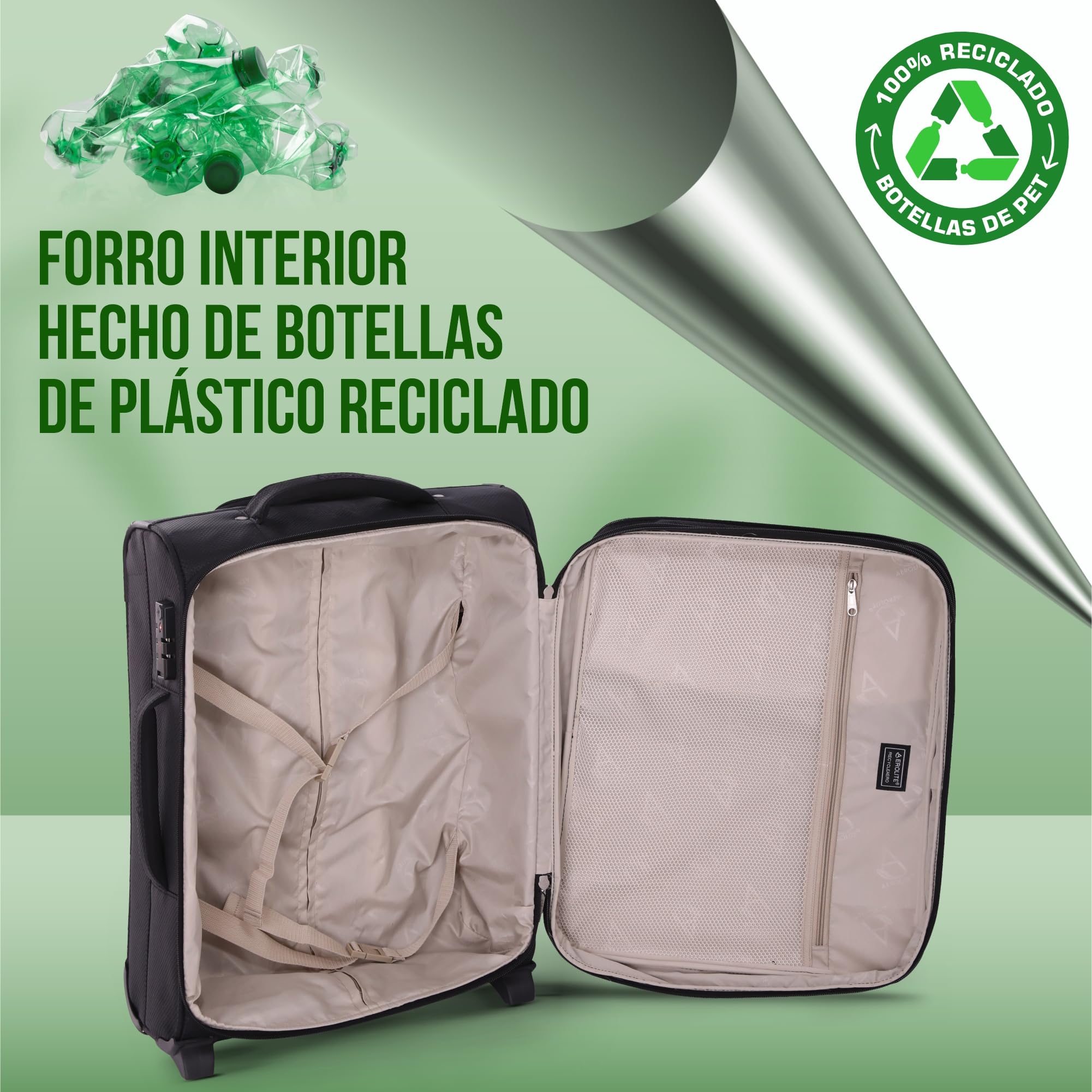 Aerolite expandible 55x40x20 a 55x40x23 Maleta de Cabina Ultraligera
