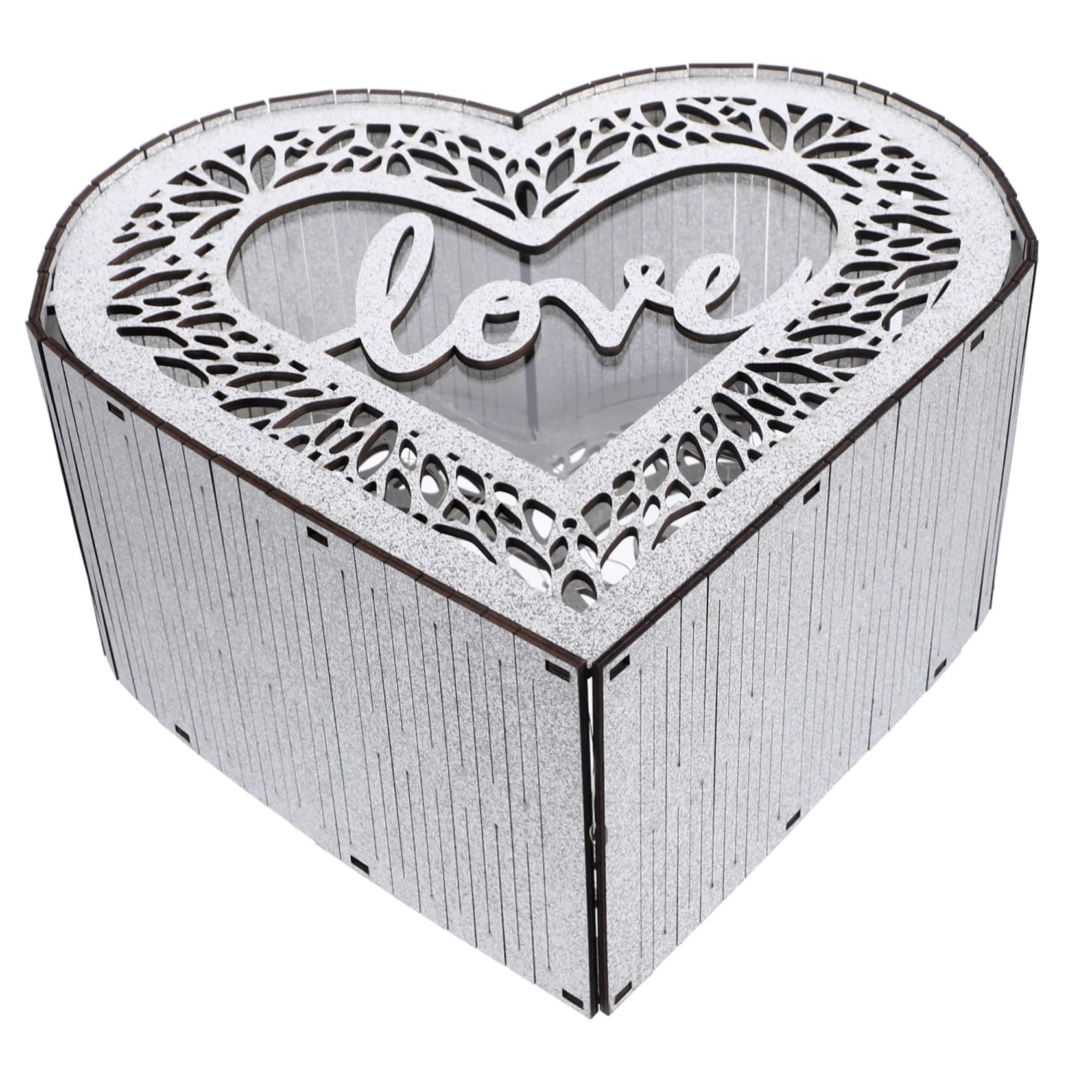 OFFSCH Wooden Heart-shaped Wedding Card Box Rustic Greeting Card Holder for Reception Envelope Blessing Container for Bridal Shower and Special Occasions