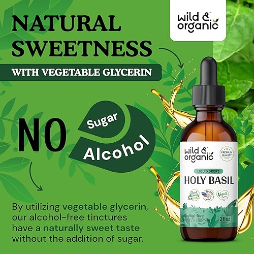Miniatura 6 de Tintura de albahaca sagrada  Extracto líquido orgánico de hoja de albahaca sagrada  Suplemento de gotas vegano sin alcohol  2 onzas líquidas