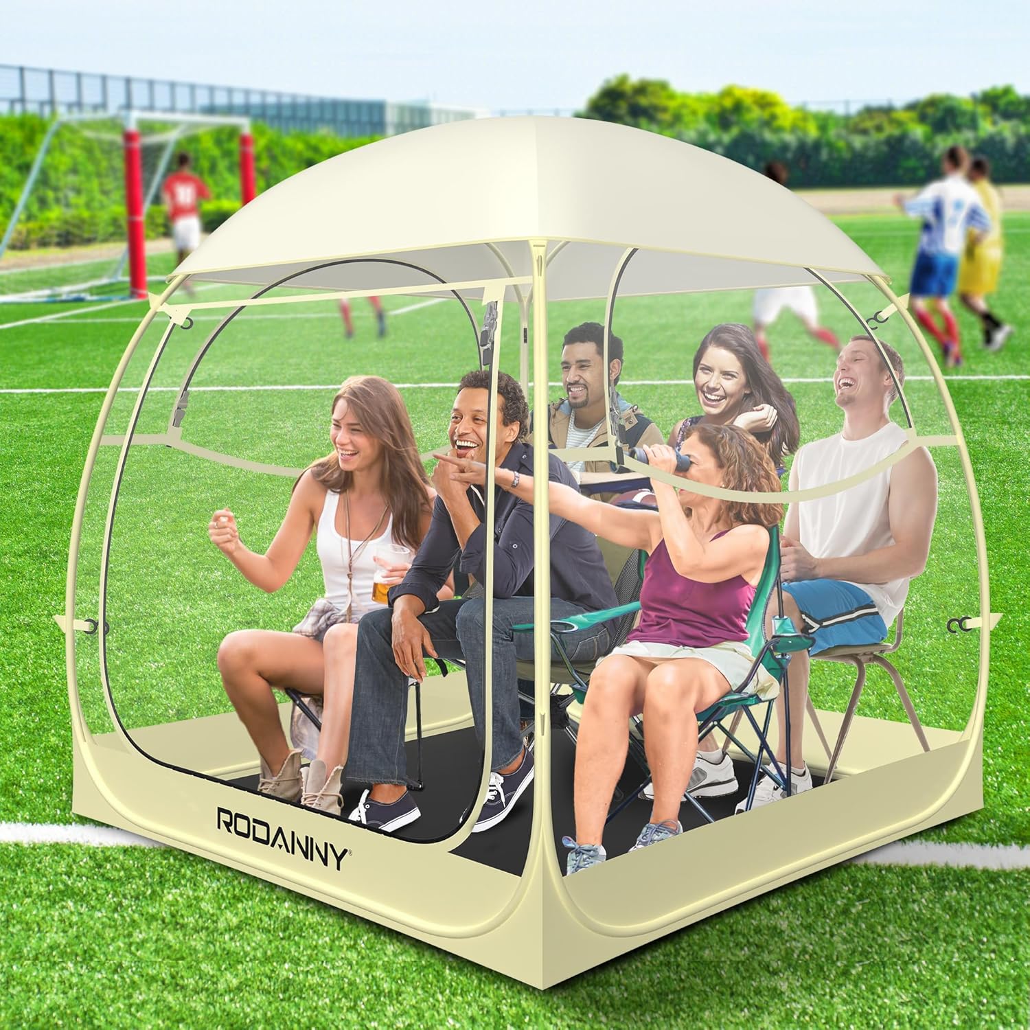 Instant Sports Tent, Waterproof Portable Shelter with Mesh Windows & Transparent Panels, Ideal for Outdoor Events, Camping, Sports Viewing Large