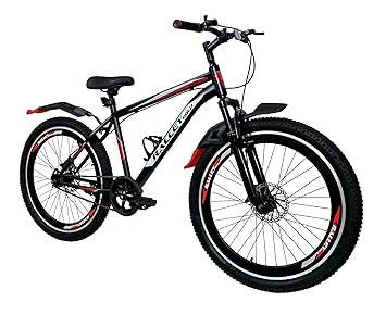 Ralley Jaguar 2.0 26T Full Size Bicycle | Front Suspension | Dual Disc Brakes | Triple Wall Alloy Rims | Single Speed | Matt Finish | Non Gear Cycle Ideal for 10+ Years (Black/Red)