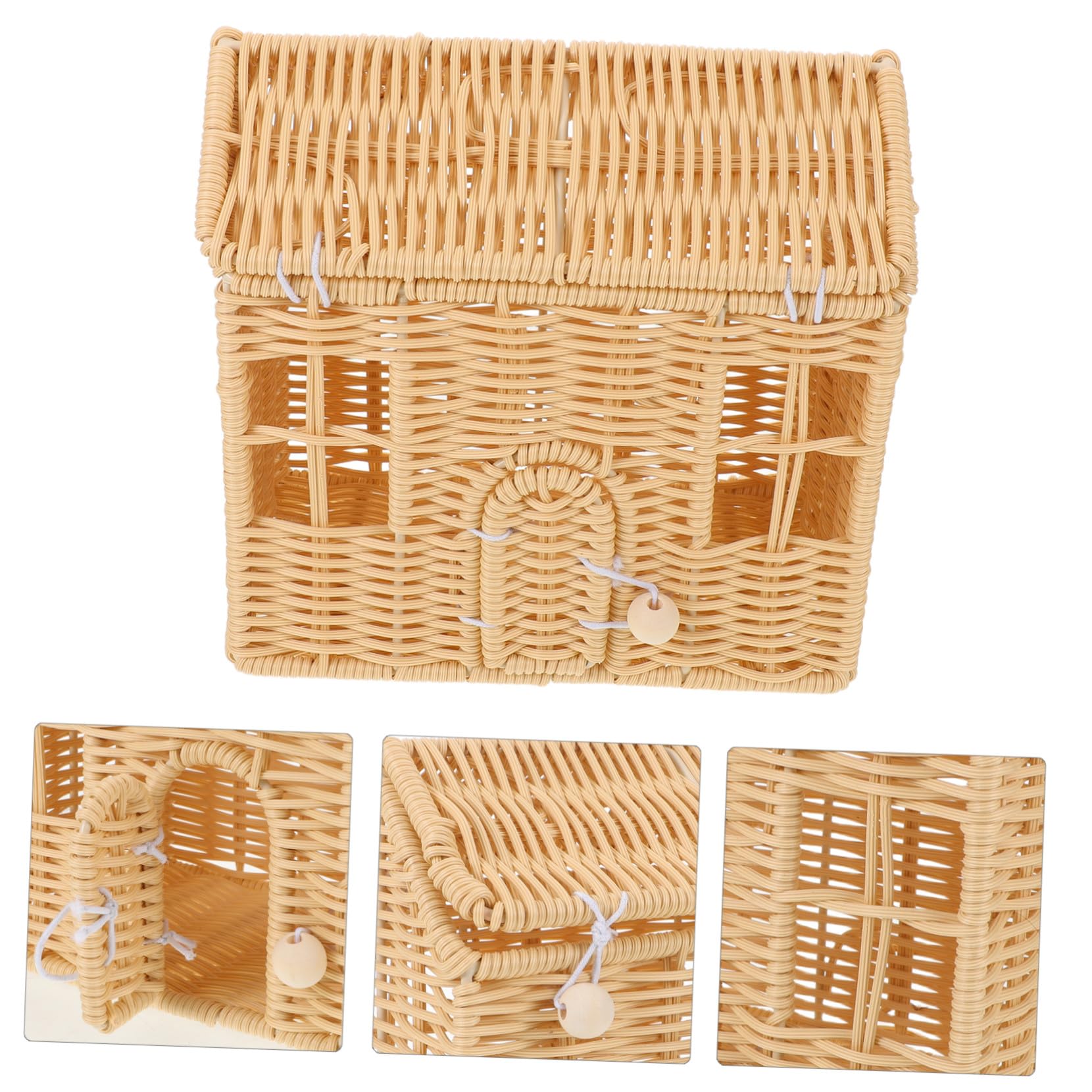 ABOOFAN Cesta Tejida con Asa de Casa Pequeña Cesta de Dulces Navideña Decorativa para Regalos de Fiesta de Shower Bodas y Celebraciones Navideñas