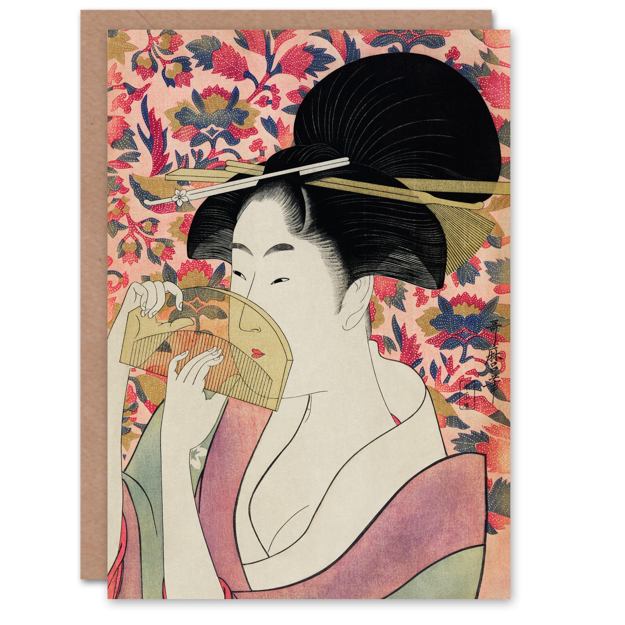 Artery8 Utamaro Kitagawa Japanese Art Card Woman With A Comb Portrait