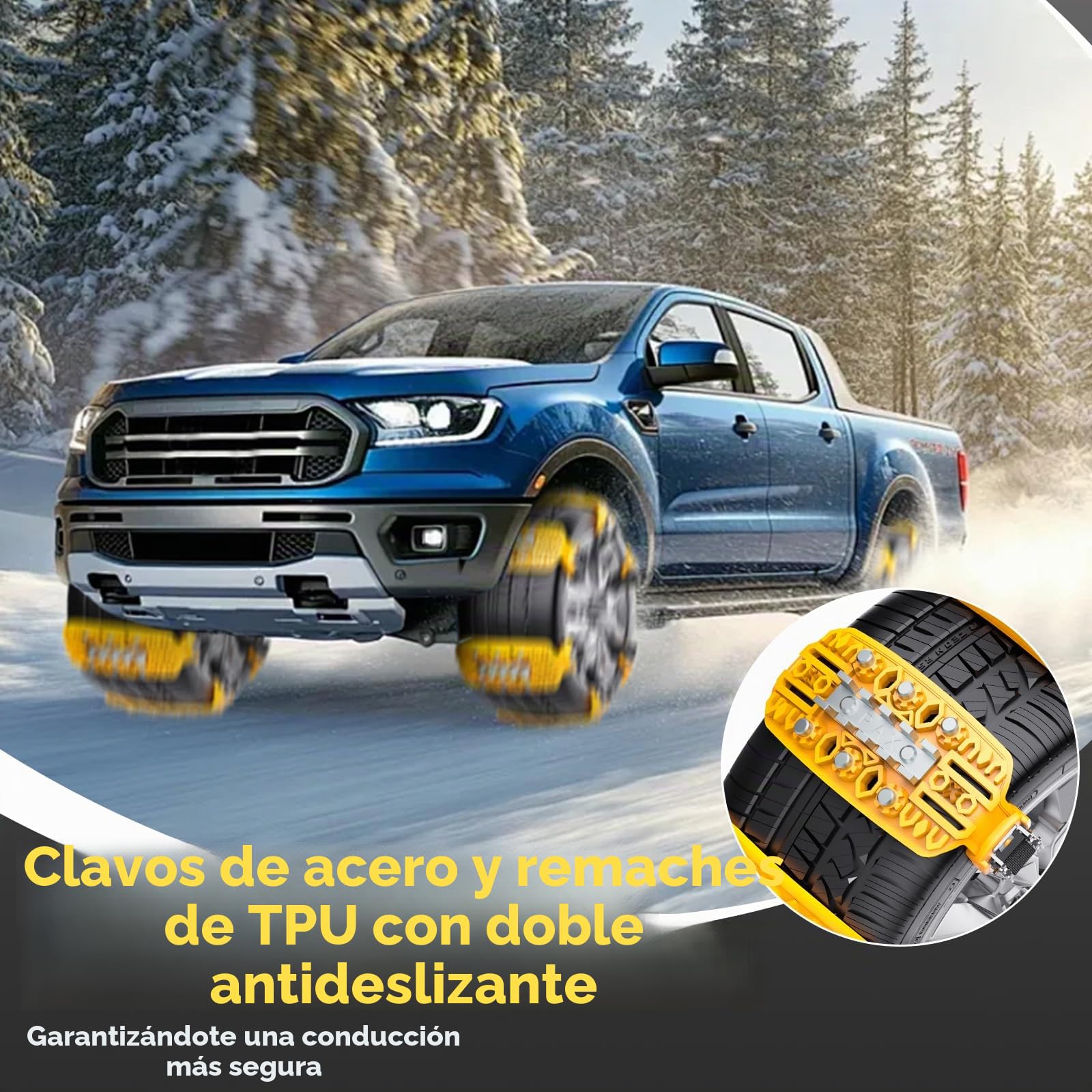 6PCS Cadenas de Nieve para Coche Ninonly Universal Cadenas para Coche con Pala de Nieve de Plástico y Guantes Cadenas para Nieve Fácil de instalar para Automóviles SUV Ancho Neumático 165-265mm