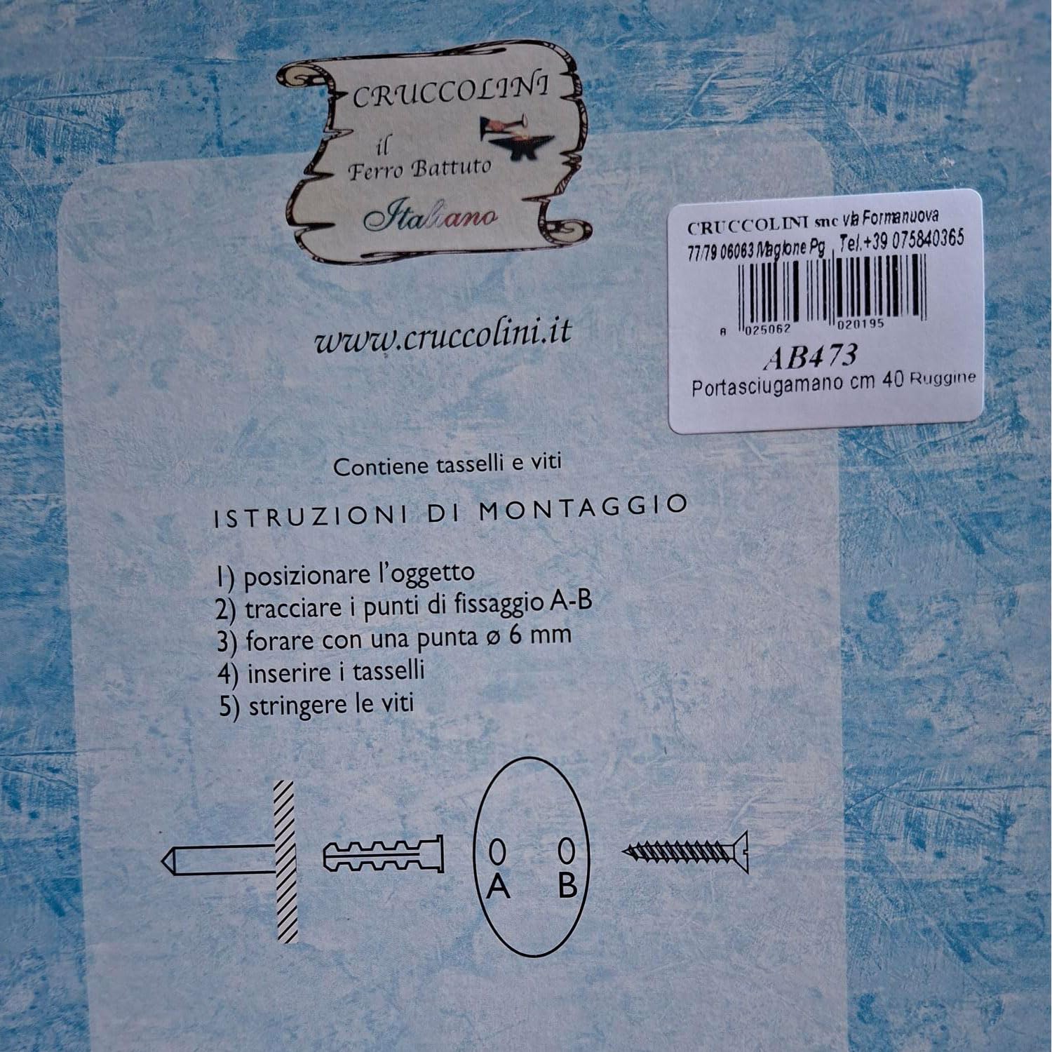 CRUCCOLINI Linea 'baño Relax' toallero cm. 40 óxido