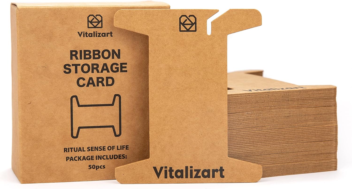 Amazon.co.jp Vitalizart リボンストレージオーガナイザー 50個 リボンスプール 空の段ボール 糸 ボビンホルダー