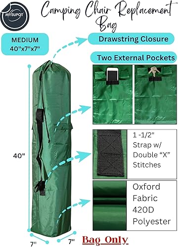 Miniatura 3 de MYSUPOT Bolsa de repuesto de 40 x 7 x 7 pulgadas (verde, M) para silla de campamento plegable, portátil, hamaca, esterilla de yoga, silla de playa,
