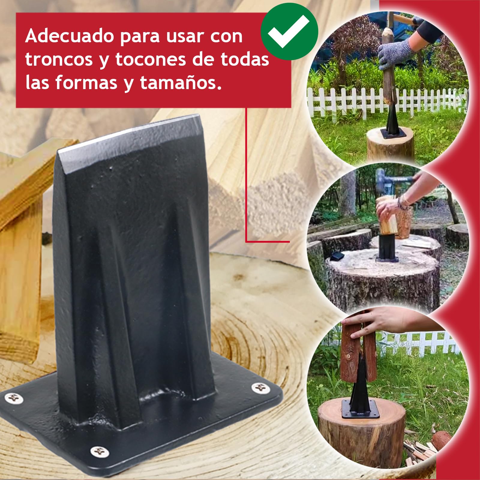 SPARES2GO Cuña para troncos, resistente, para partir leña, hacha y cincel (3 kg, grande)