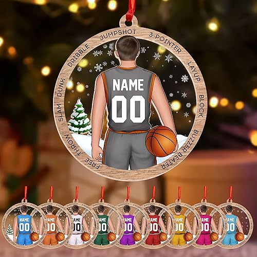 Adornos de baloncesto personalizados, adorno de Navidad de baloncesto, adorno de automóvil, adorno de jugador de baloncesto personalizado, adornos