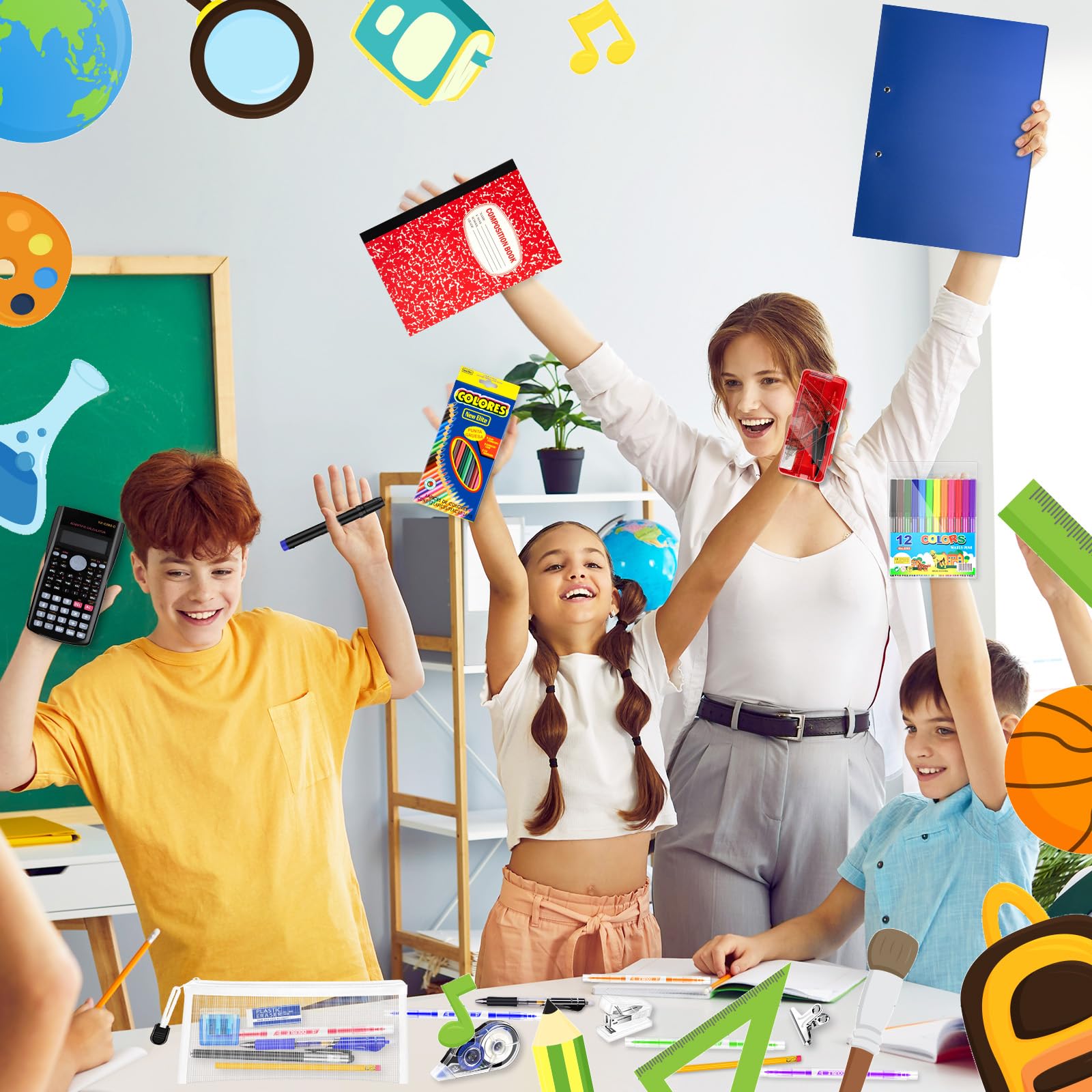 1 kit de fournitures pour la rentrée scolaire pour élèves de 7 à 12 ans en vrac pour la rentrée scolaire comprend des marqueurs de carnet, un crayon et bien plus encore de fournitures pour la rentrée