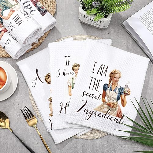 Miniatura 6 de Peryiter 6 paños de cocina divertidos de 16 x 24 pulgadas, barra de microfibra, absorbente, divertidos, con frases humorísticas, divertidos regalos