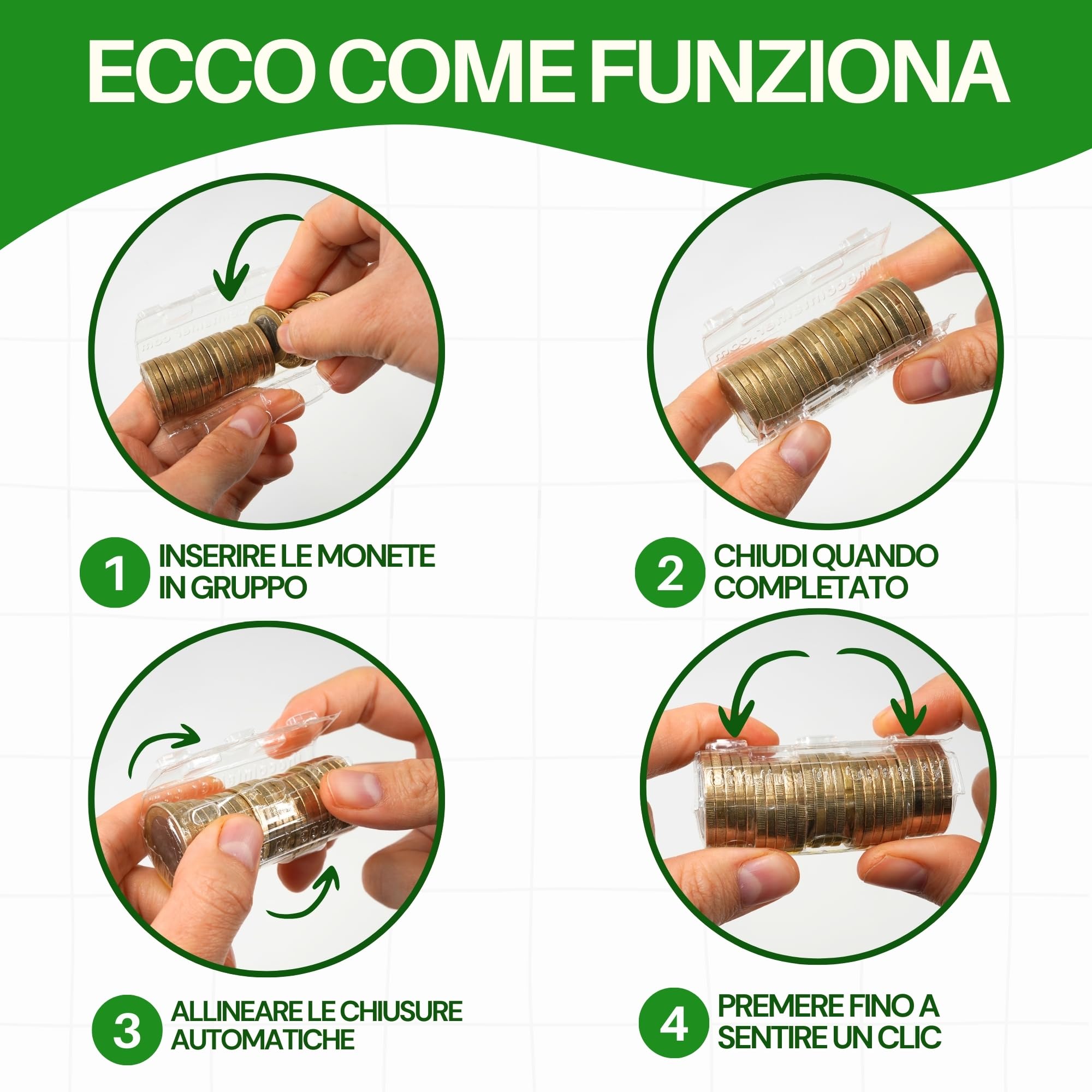 Blister Per Monete Euro - Mix 200 Pezzi, Contenitori Per 1-2-5-10-20-50 Cent E 1-2 Euro - Foto 5