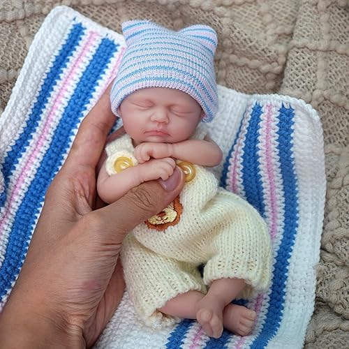 Bebé de silicona en miniatura de 7 pulgadas, muñeca de bebé recién nacida realista recién nacido realista con ojos cerrados para dormir, muñeca