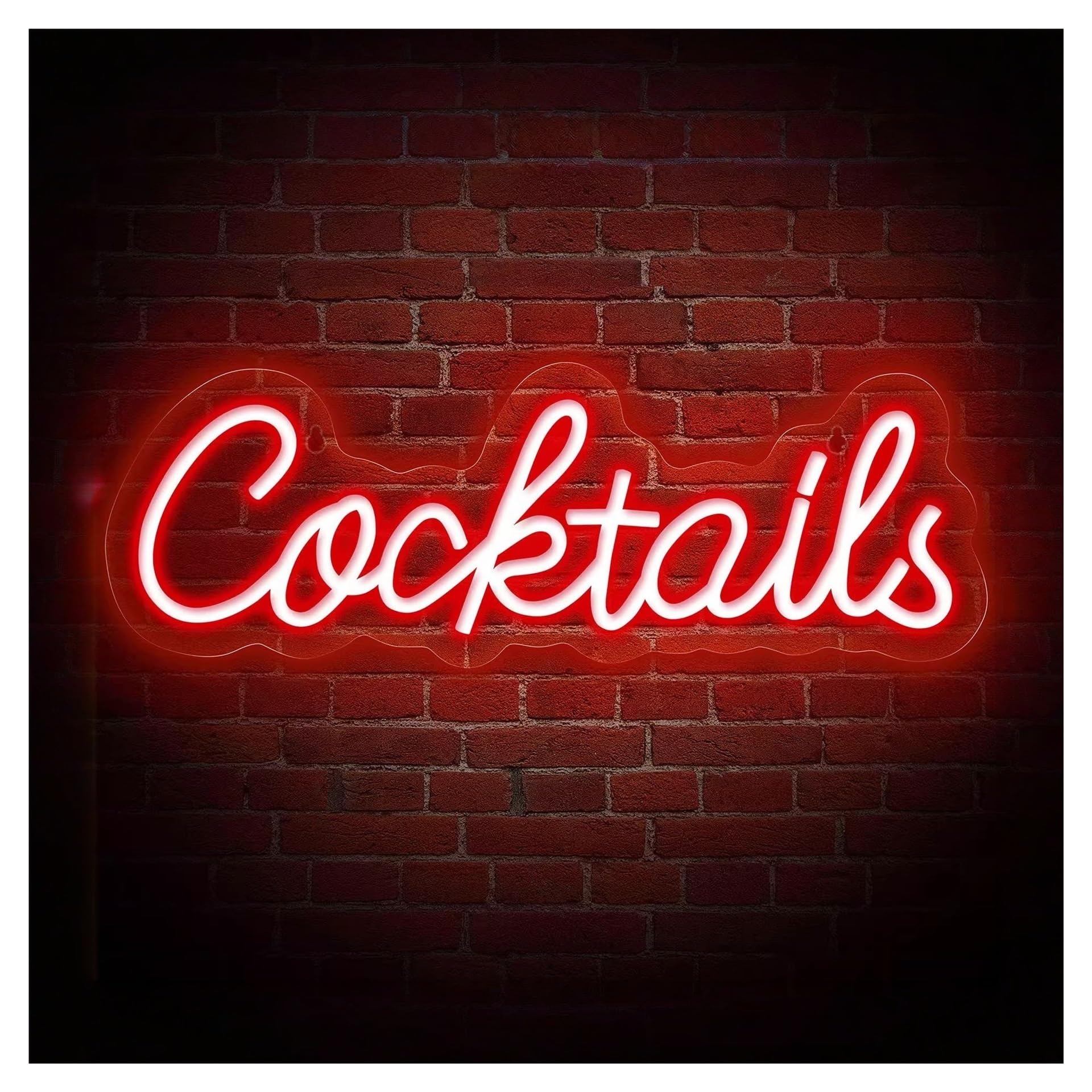 RONGCH Hanging Art Signs Cocktails Neon Sign Dimmable for Bar Lounge Cocktail Party Club Wall Art Decor Light 46cm