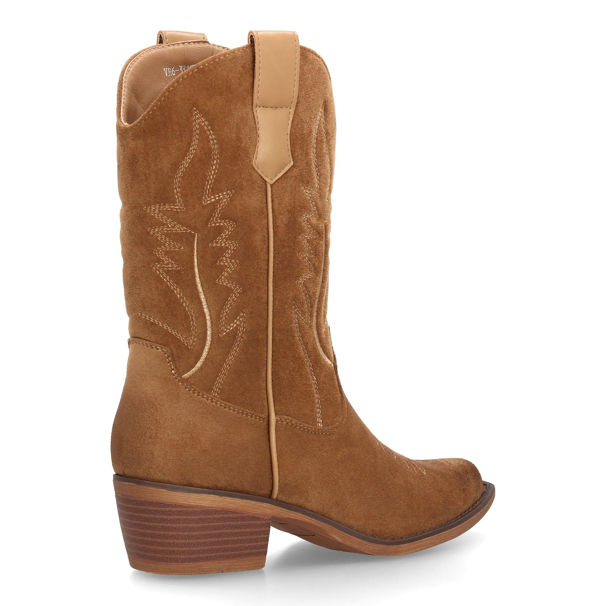Botas Cowboy de Mujer Estilo Western con Diseno Limpio y Elegante. Cana Alta con Costuras Decorativas y Cierre de Cremallera, Tacon bajo, Ancho y Comodo. Ideal Otono Invierno.
