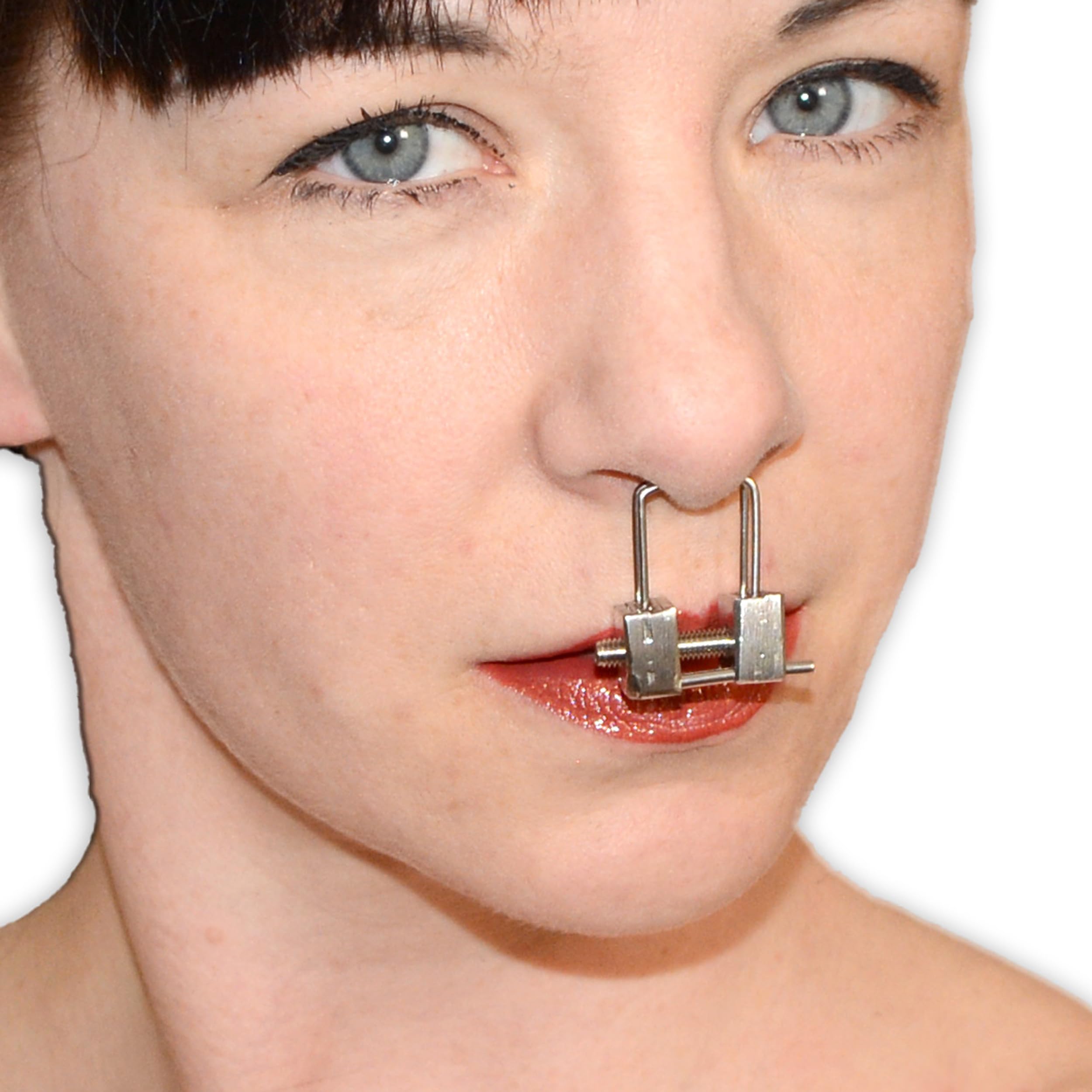 Pince Nasale BDSM – Crampon Nasal en Métal avec Mécanisme à Vis & Anneau de Guidage pour Bondage, Fetish Dom/Sub et Jeux de Rôle pour Femmes et Hommes