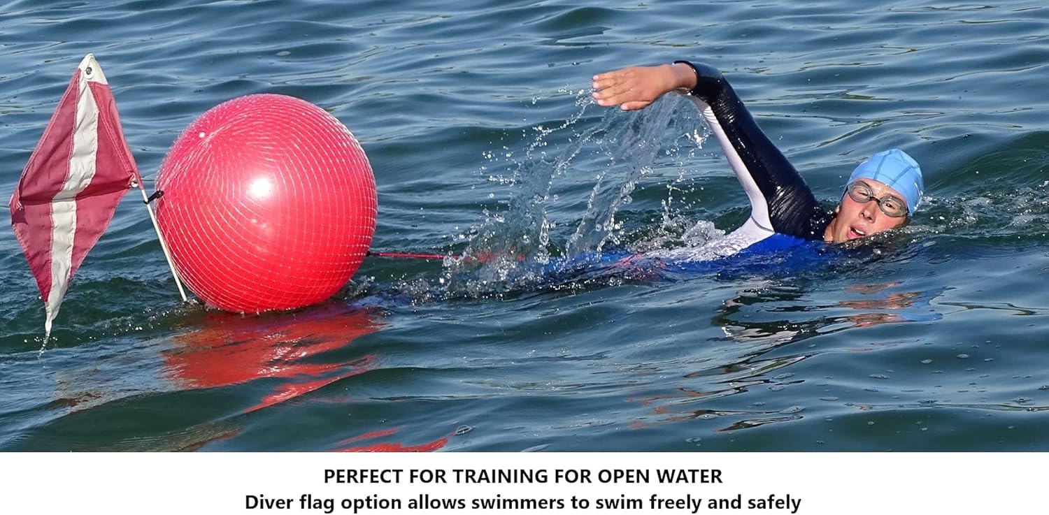 Open Water Swim Buoy | Highly Visible, Increases Safety | Great for Recreational Swimmers, Triathletes, Kayakers | Low Resistence