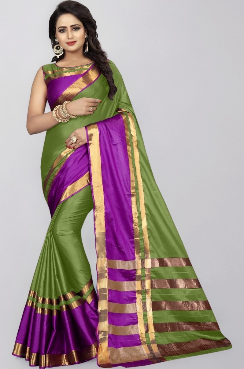 E-TEX Women's Cotton Silk Saree With Blouse Piece
