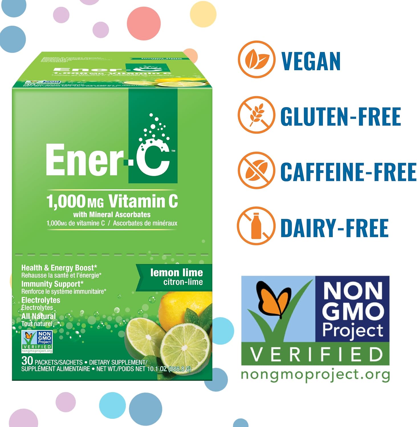 Ener-C Multivitamin Drink Mix - Vitamin Packets for Water, Electrolytes Powder Packets, Vitamin Drink Mix, Hydration Liquid Mix, Immune Booster for Adults, Healthy Energy - Lemon Lime, 30 Count