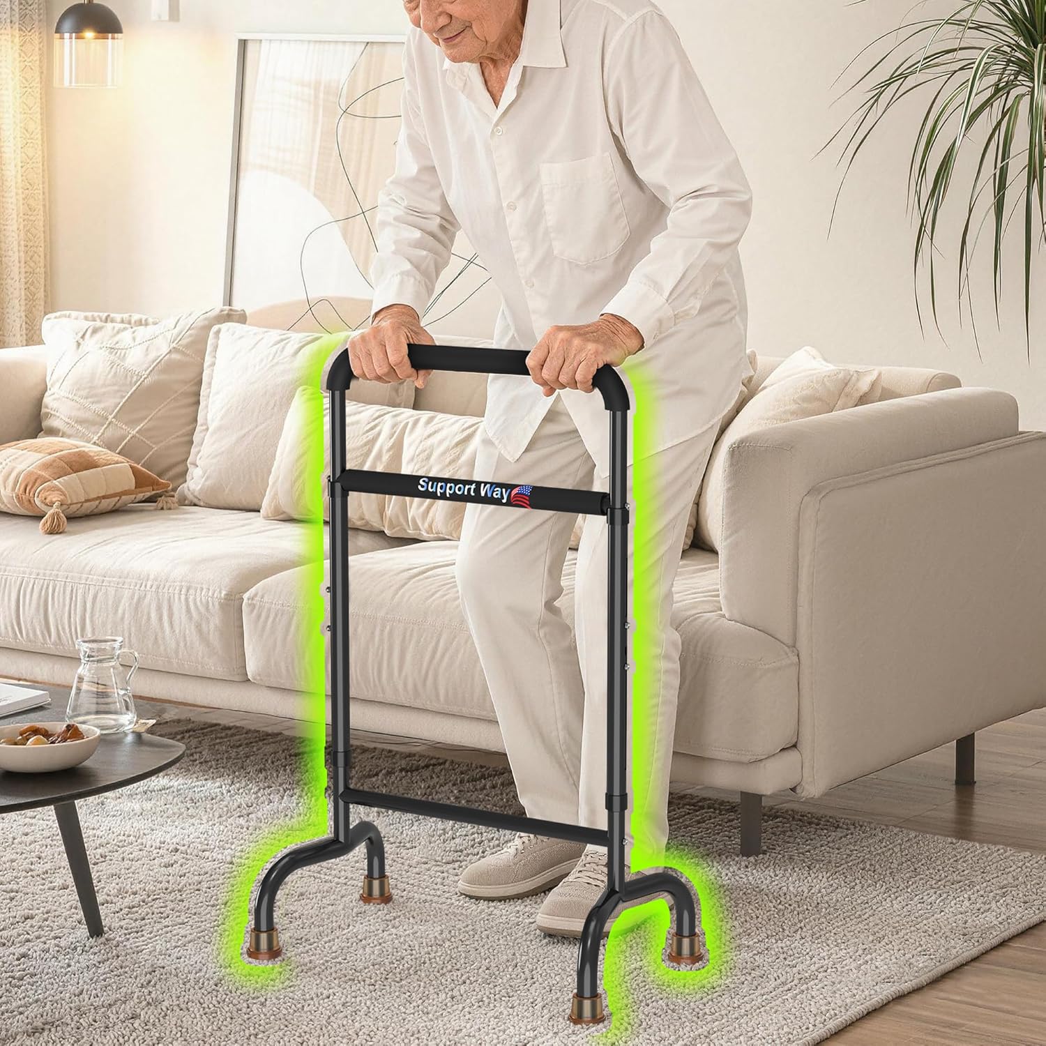 Stand Assist for Chair & Couch, Height Adjustable Mobility Aid for Seniors, Lightweight Metal Frame with 600lb Capacity