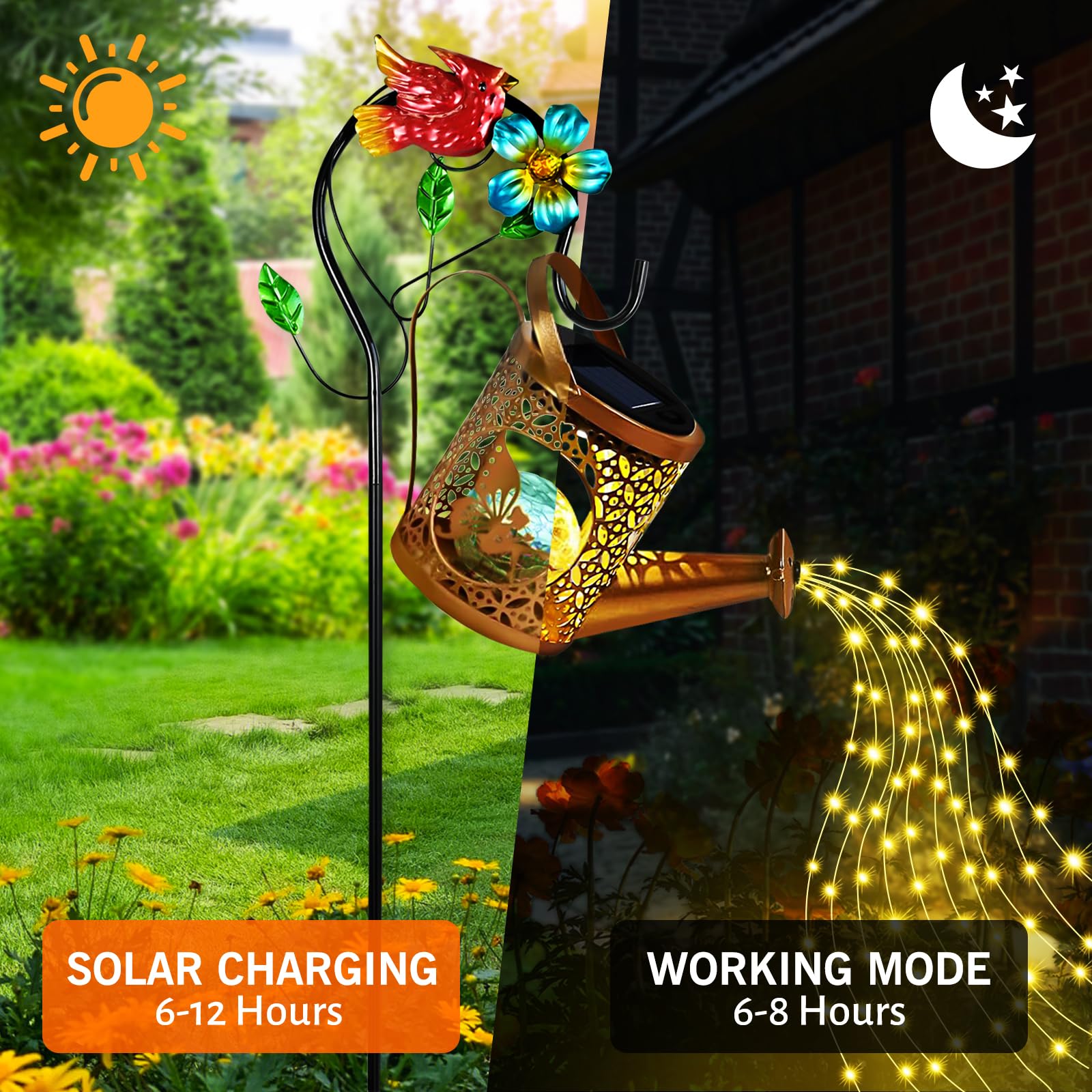 Lampada Solare Ad Annaffiatoio Con Luci A LED - Decorazione Da Esterno Per Giardino, Terrazza E Cortile - Foto 13