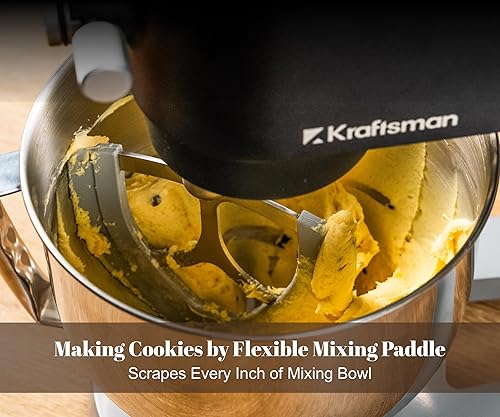 Miniatura 5 de Batidora de pie totalmente metálica con cubo de alimentación universal, mezclador eléctrico de 5.3 cuartos de galón con motor de CC, 4 accesorios de