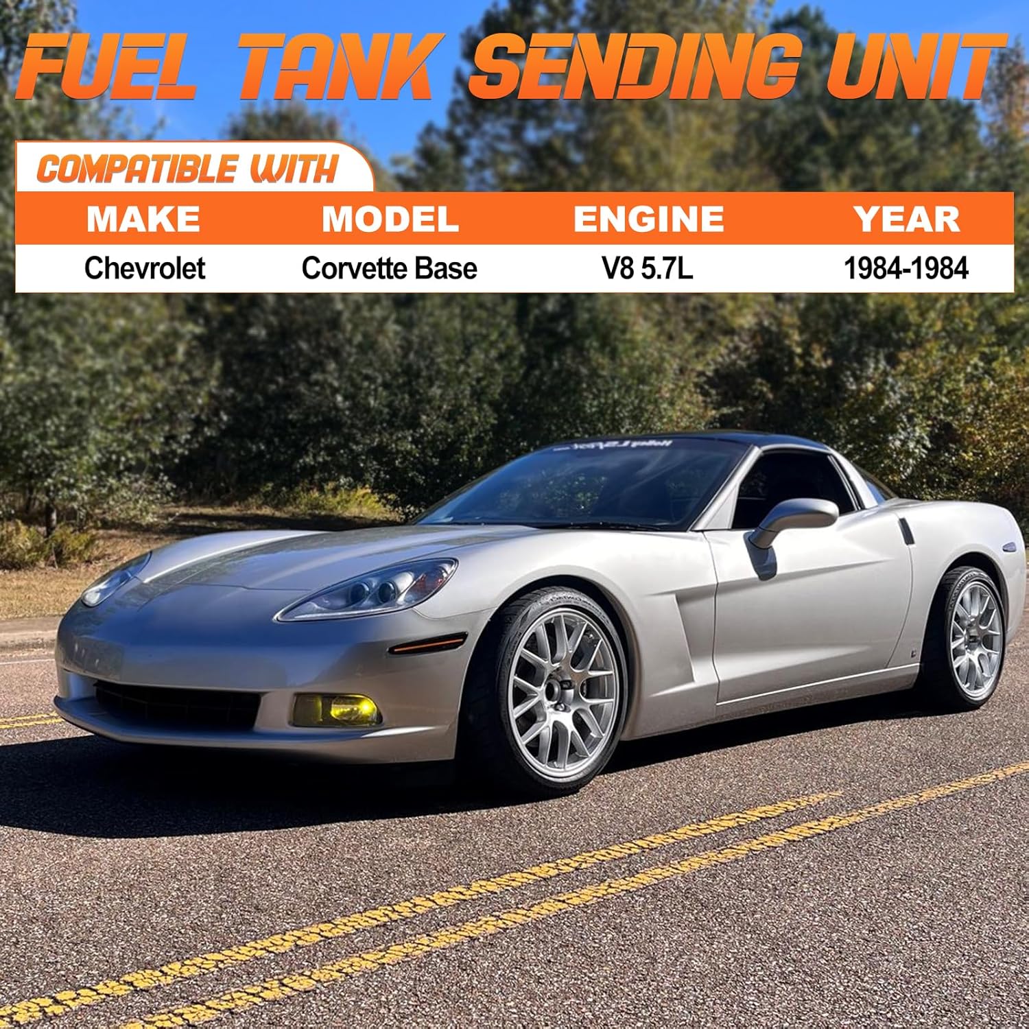 Fuel Tank Sending Unit Module Assembly Compatible with Chevrolet Corvette Base 1984 V8 5.7L, Replace# 529GE, SUCO09, 25003533, 647046