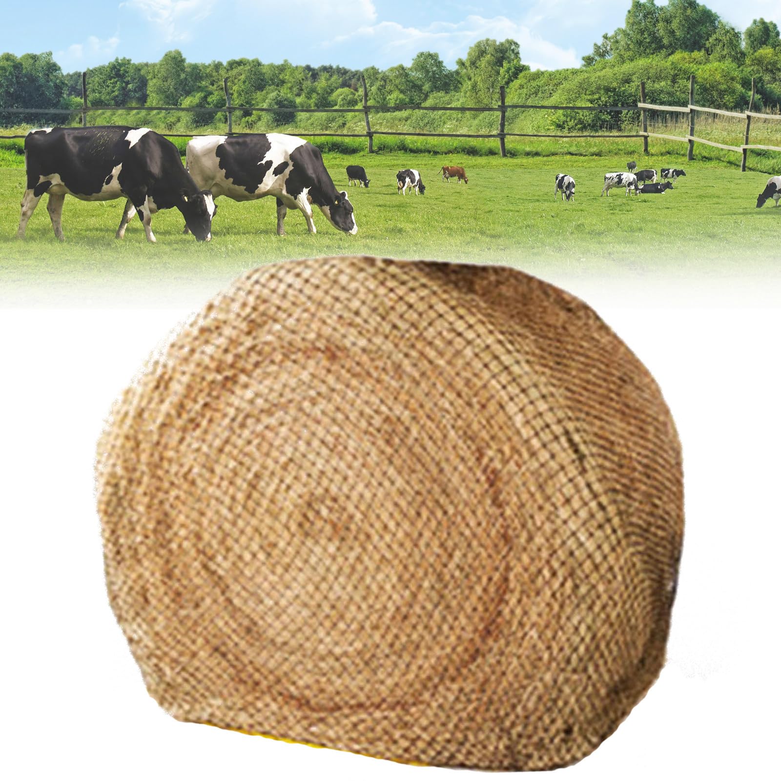 Alimentador Lento para Caballos, Malla Gruesa de heno de Bala Redonda Resistente sin Nudos, PE Que se Adapta fácilmente a Balas de Paja con Orificio de 1,5 Pulgadas,M