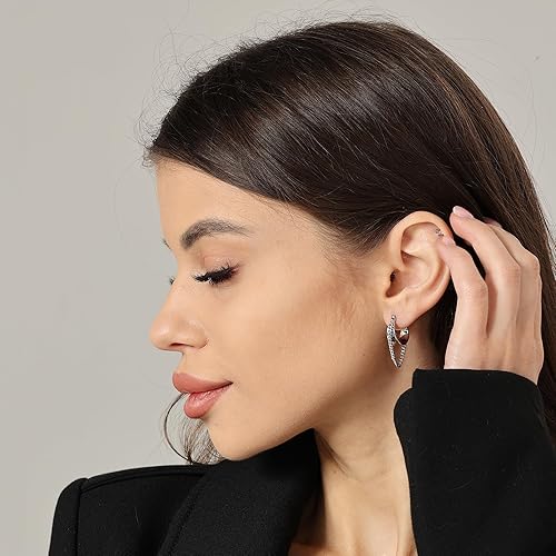 Vista 5 de Ritach Pendientes de Cadena Dorada para Mujer, Elegantes y Tendenziosos, de Plata de Ley 925 con Poste, Chapados en Oro de 14k, Pendientes de Aro