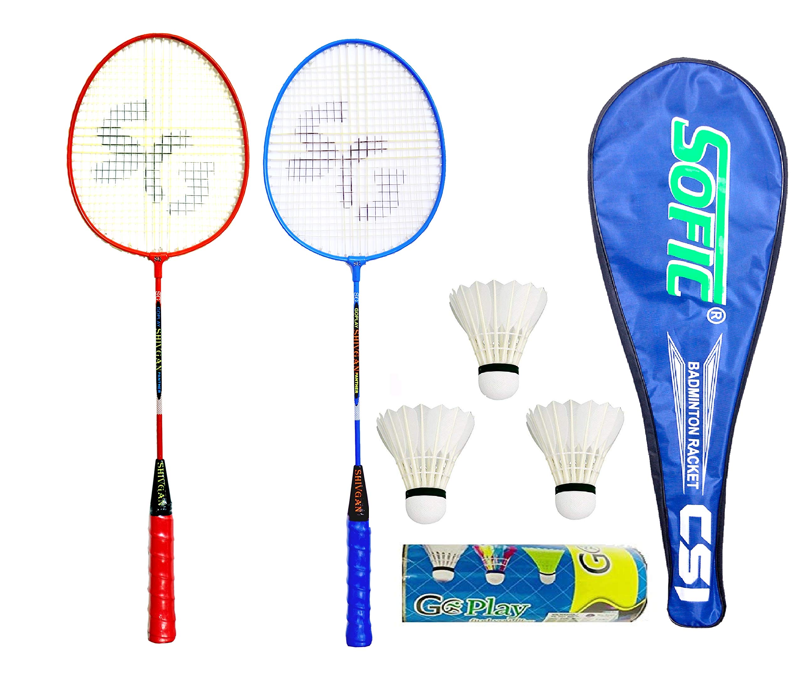 Shivgan Aluminum Badminton Racket Perfect for Practice with 3 Pieces Feather Shuttles and 1 Fancy Cover (multicolour) - Pack of 2 Piece (B08RJ7VP9B) Amazon Price History, Amazon Price Tracker