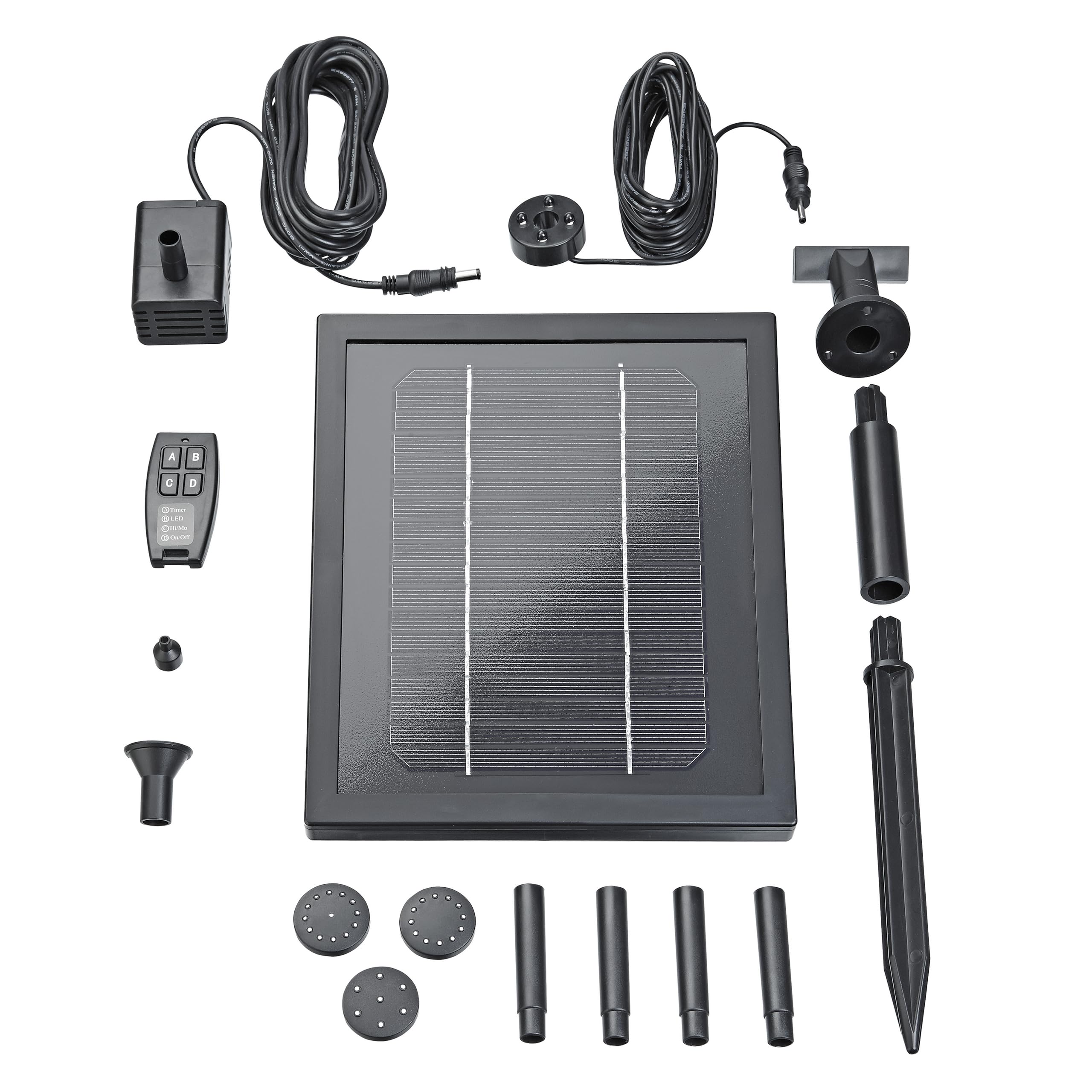 Pontec 43324 PondoSolar 250 Control - Solarwasserspielpumpe mit Akku und LED-Beleuchtung / Solarstromsystem für attraktive Fontänen, Black