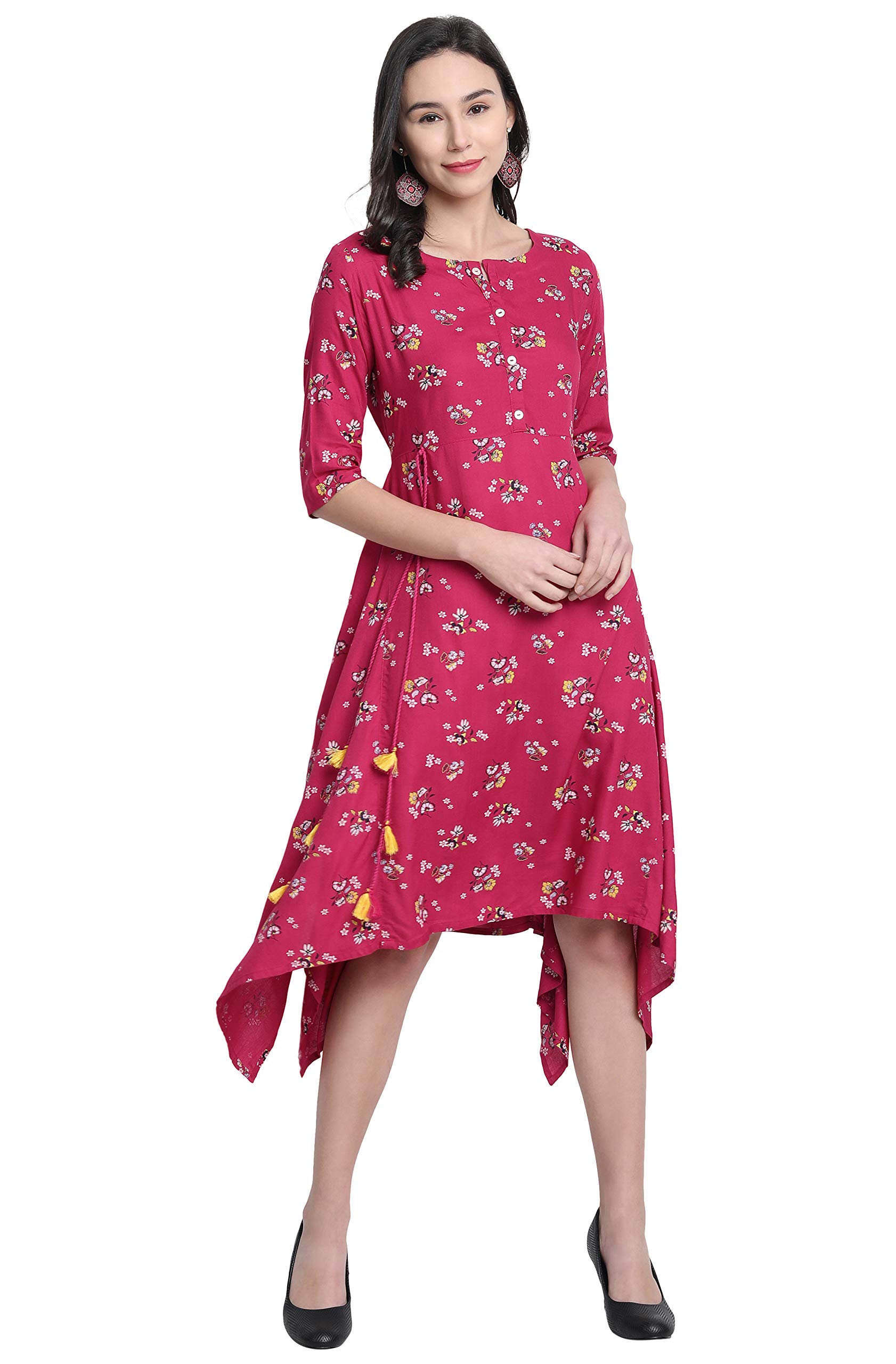 Women's Pink Rayon Western Dress